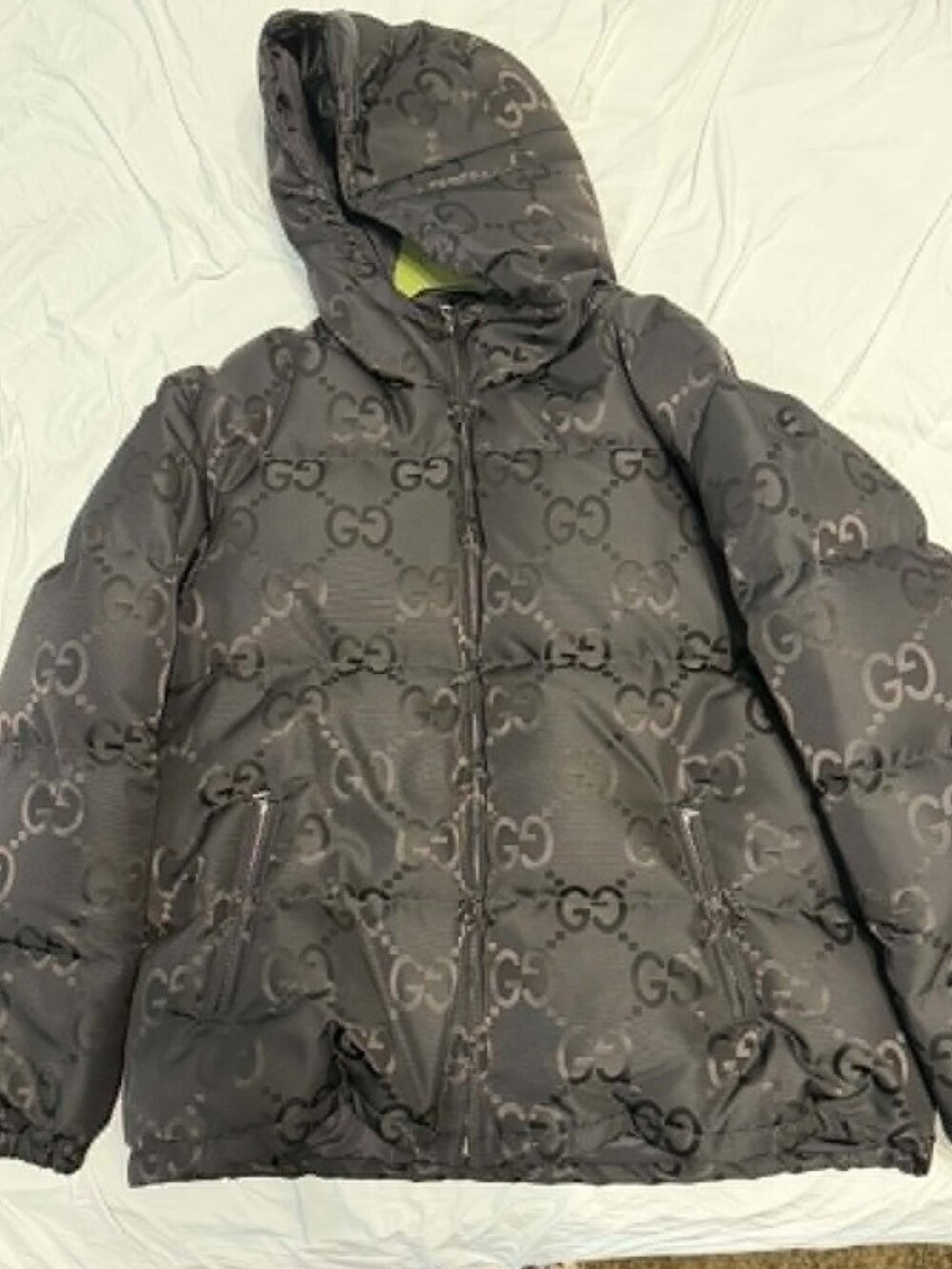Gucci Men's Jumbo GG Monogram Canvas Down Puffer Jacket Black, Size It 60